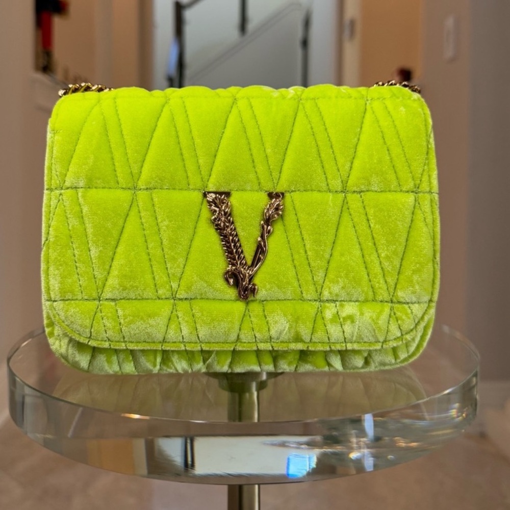 NWT- Versace Neon Green Crossbody Bag - Picture 2 of 5